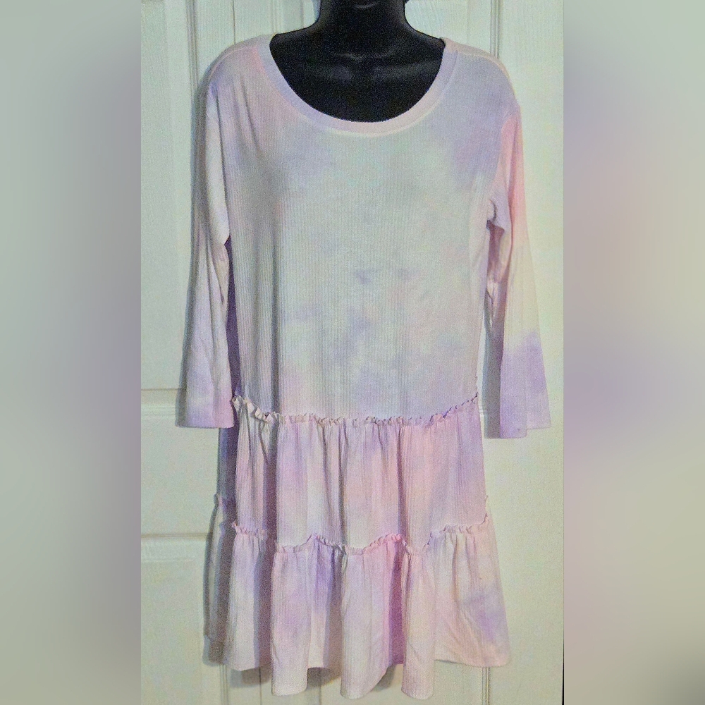 Purple Smocked Midi Dress with Long Sleeves